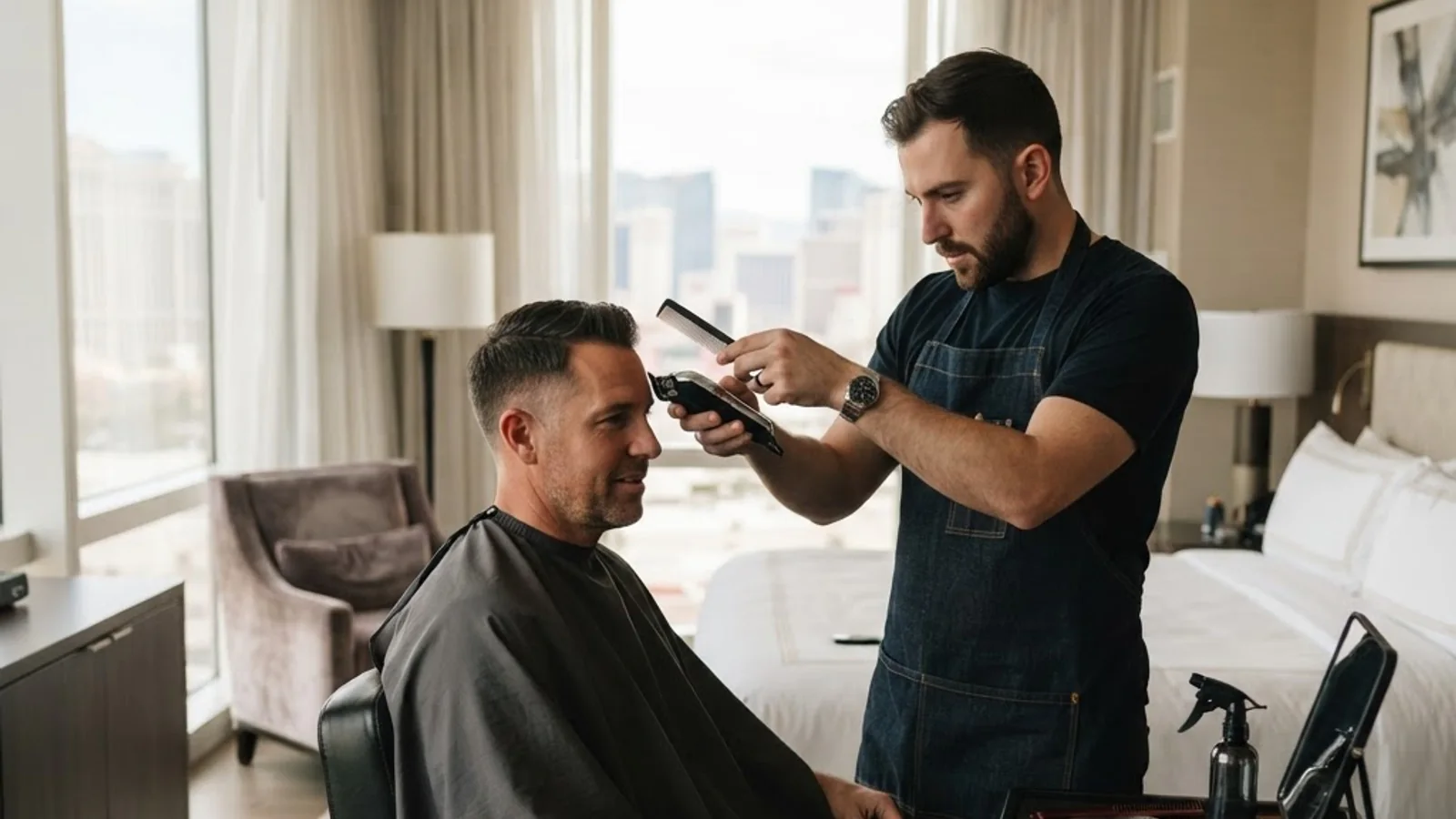 Luxury hotel mobile barber services in Las Vegas premium properties